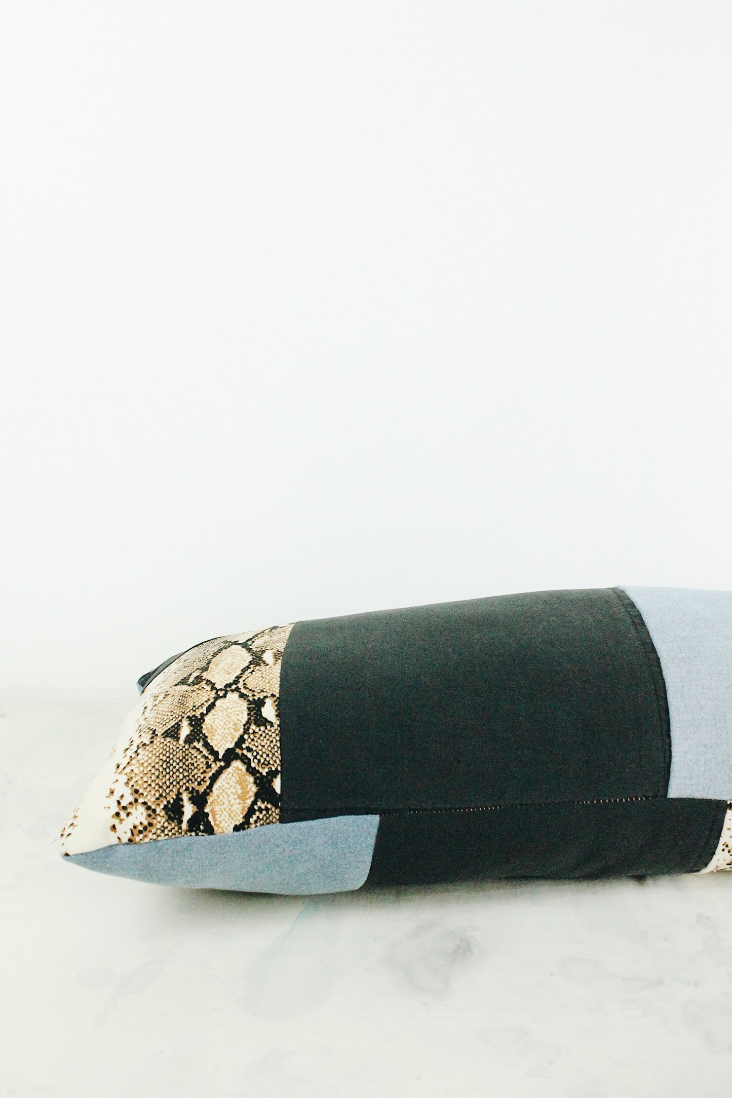 Snake Denim Patchwork Tube Pillow