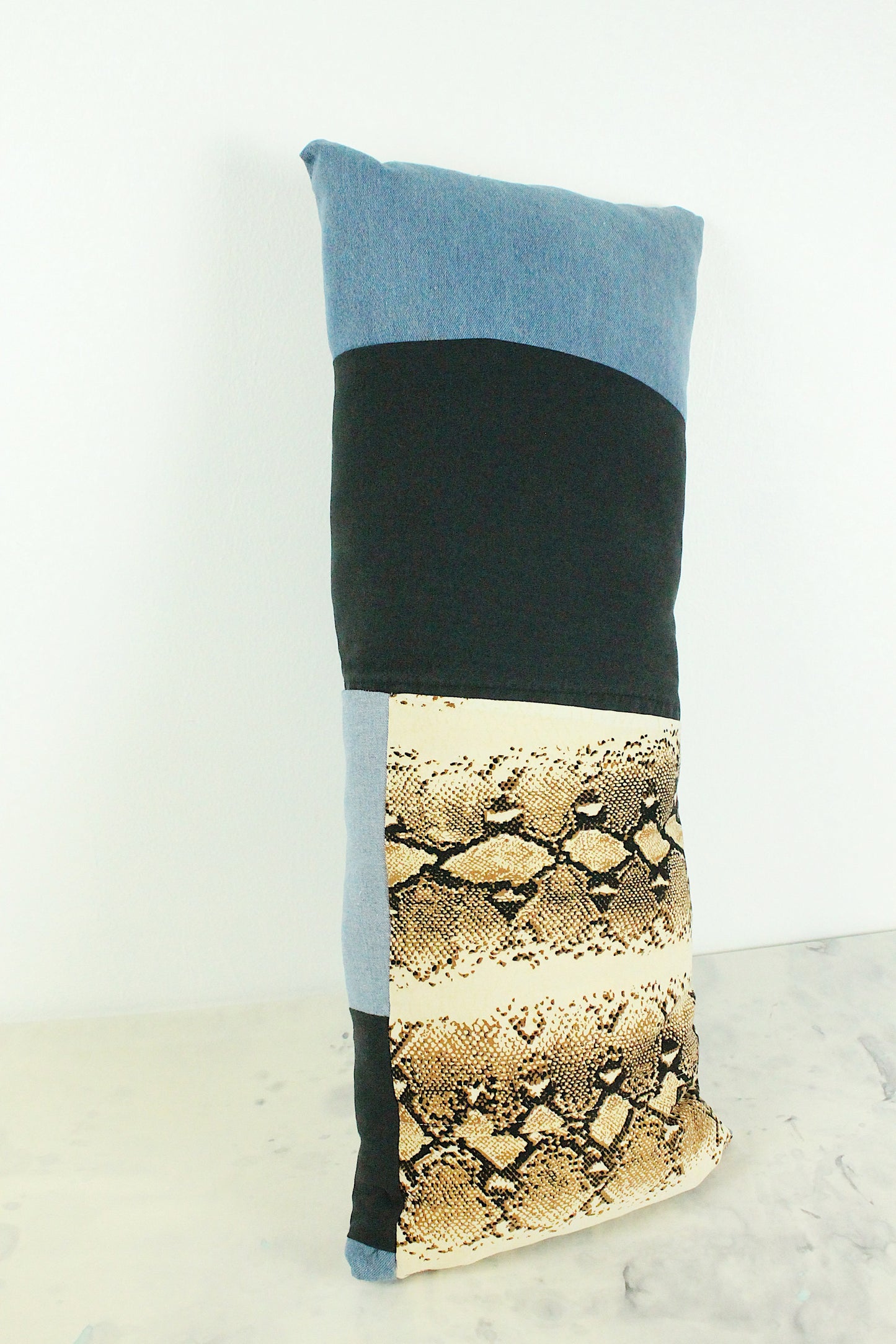 Snake Denim Patchwork Tube Pillow