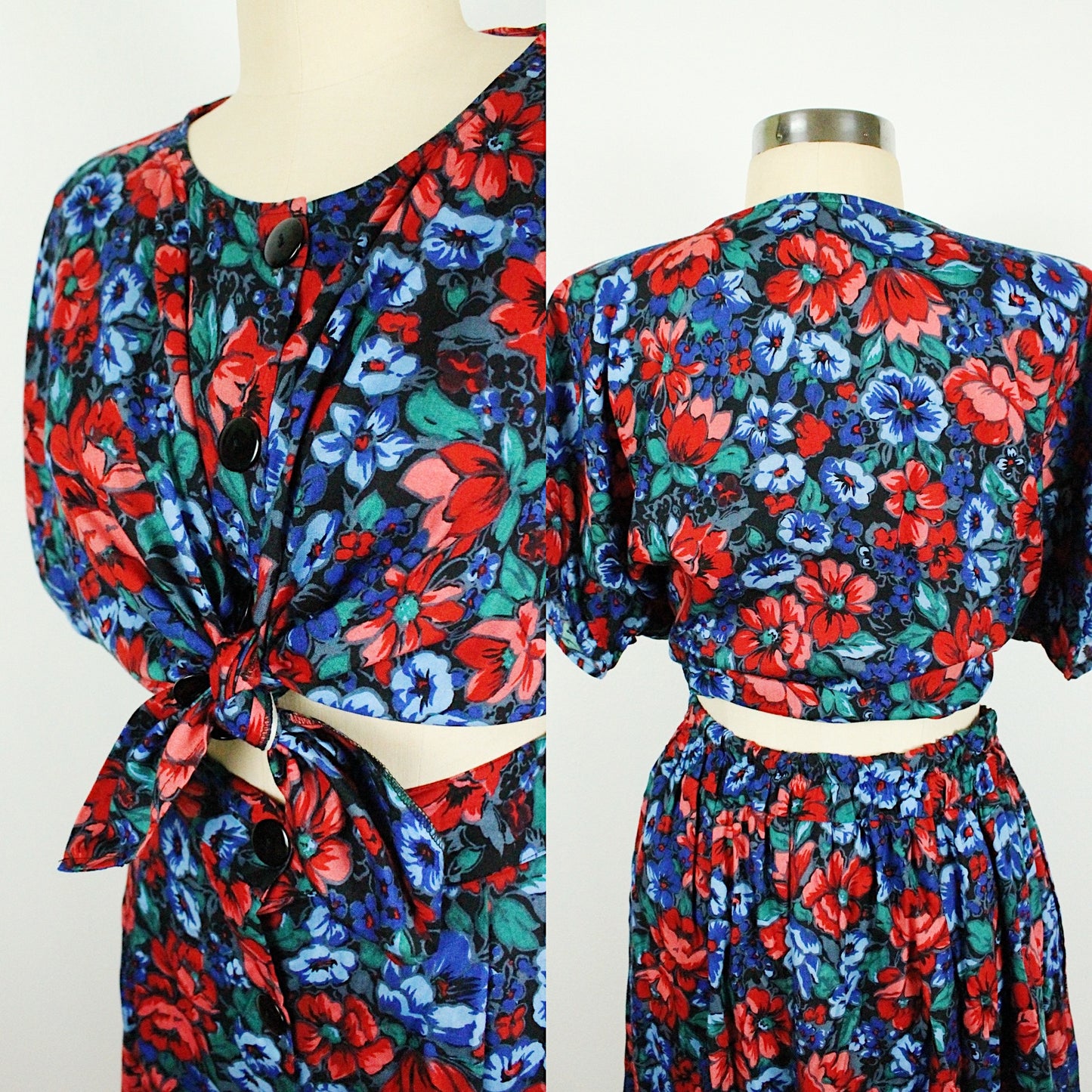 80s Floral Gem-tone Two Piece Set