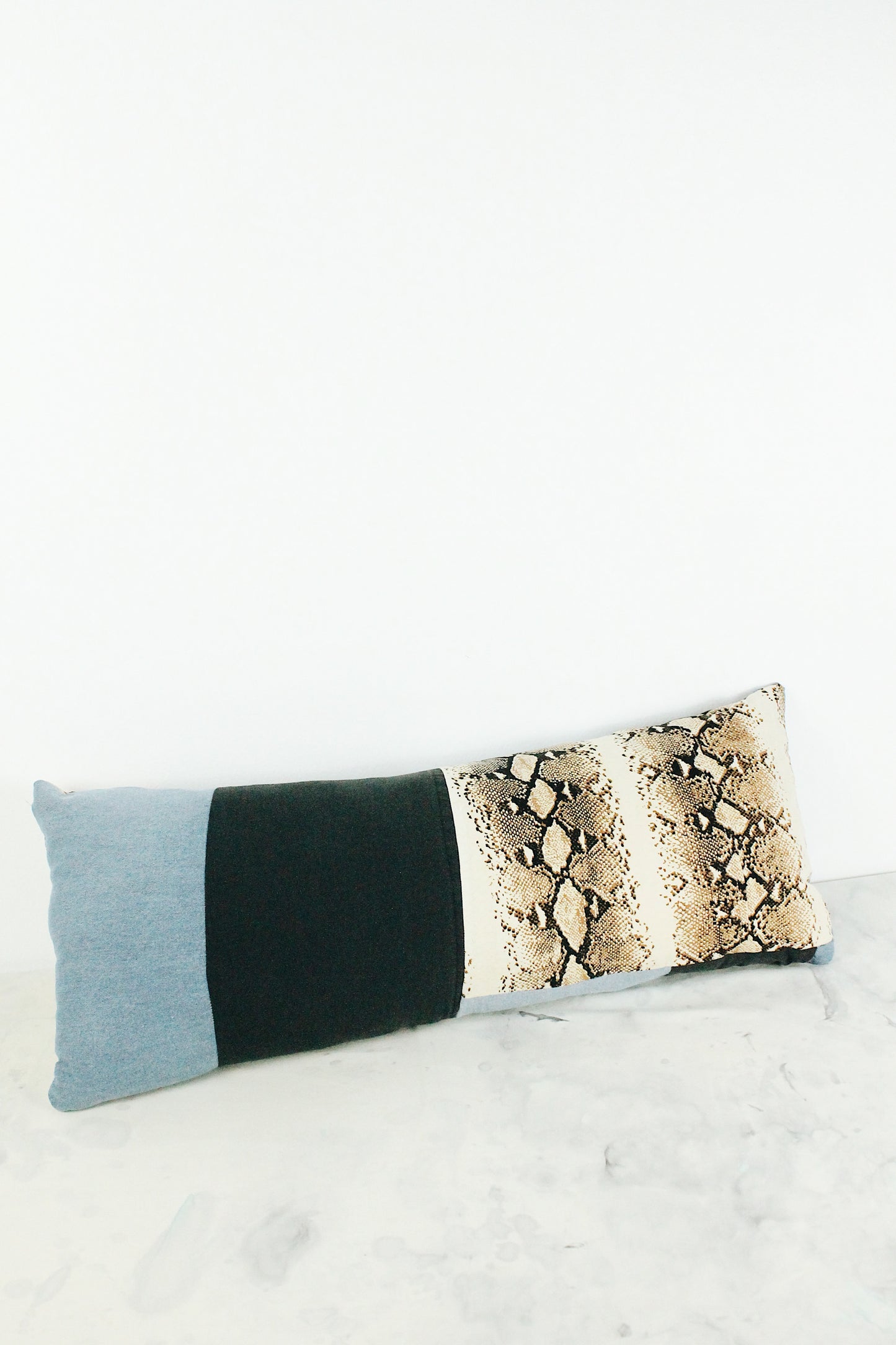 Snake Denim Patchwork Tube Pillow