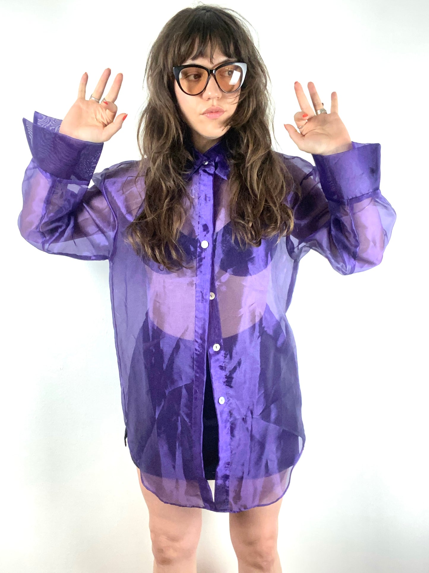 80s/90s Purple Sheer Button-Up