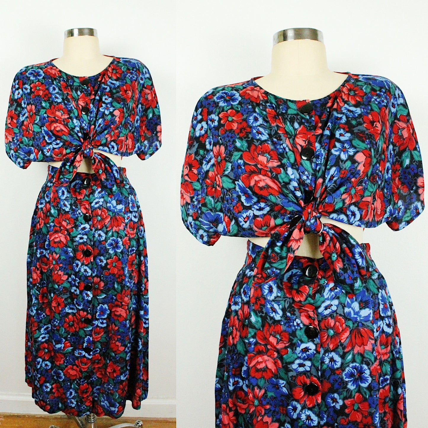 80s Floral Gem-tone Two Piece Set