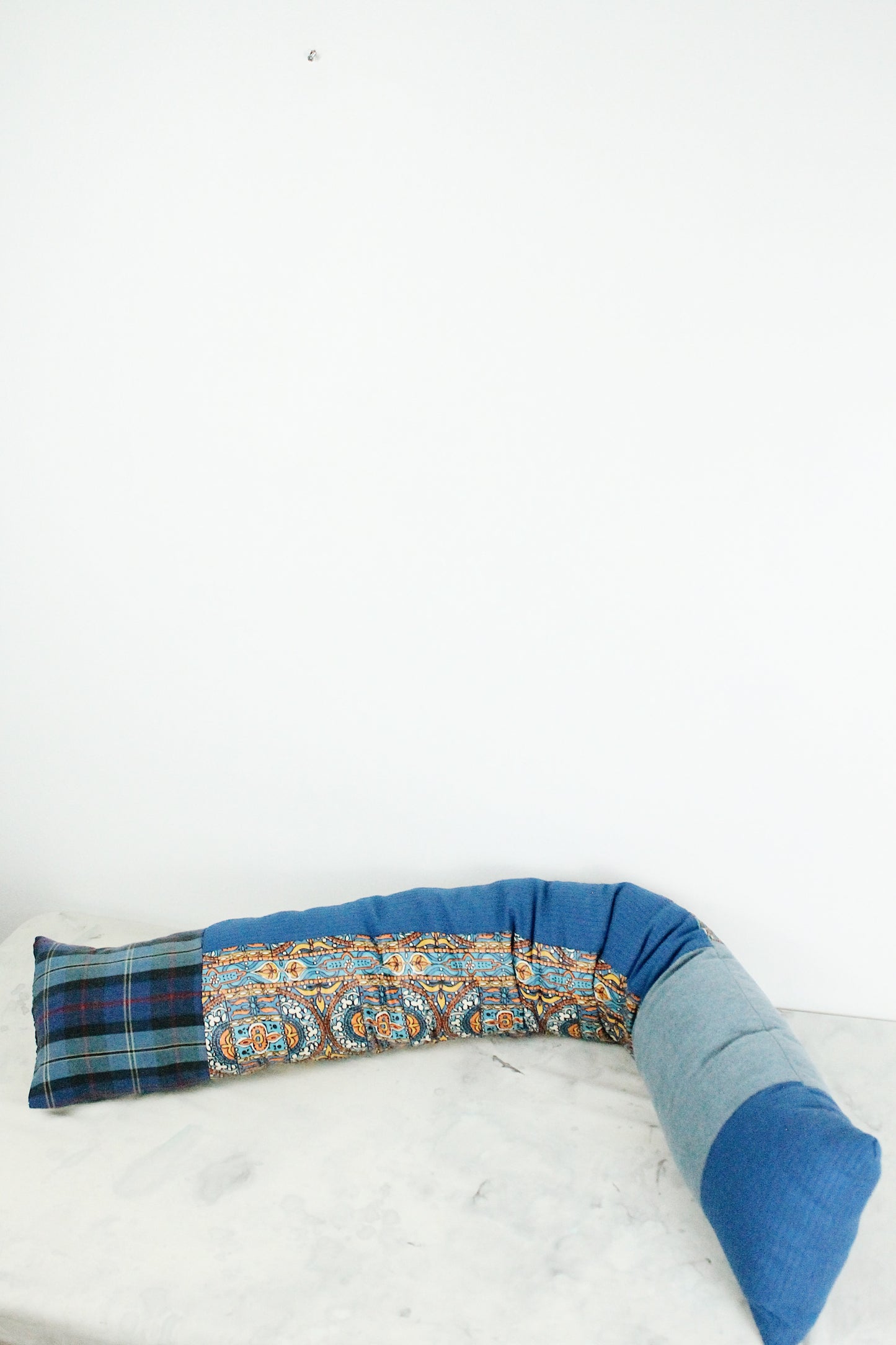Blue Patchwork Tube Pillow