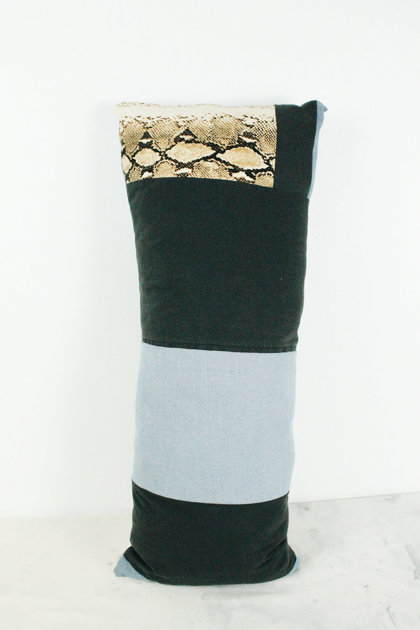 Snake Denim Patchwork Tube Pillow