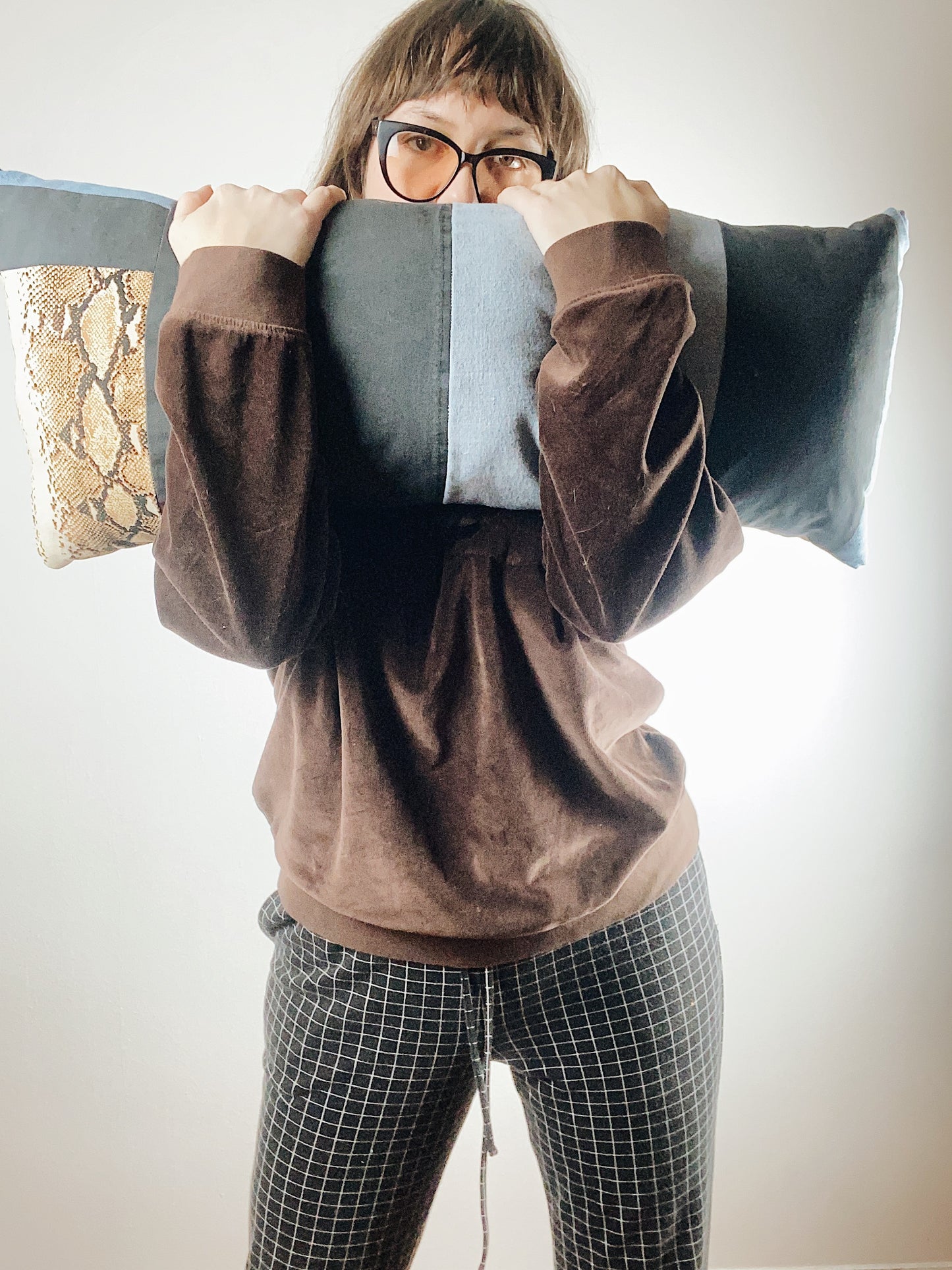 Snake Denim Patchwork Tube Pillow