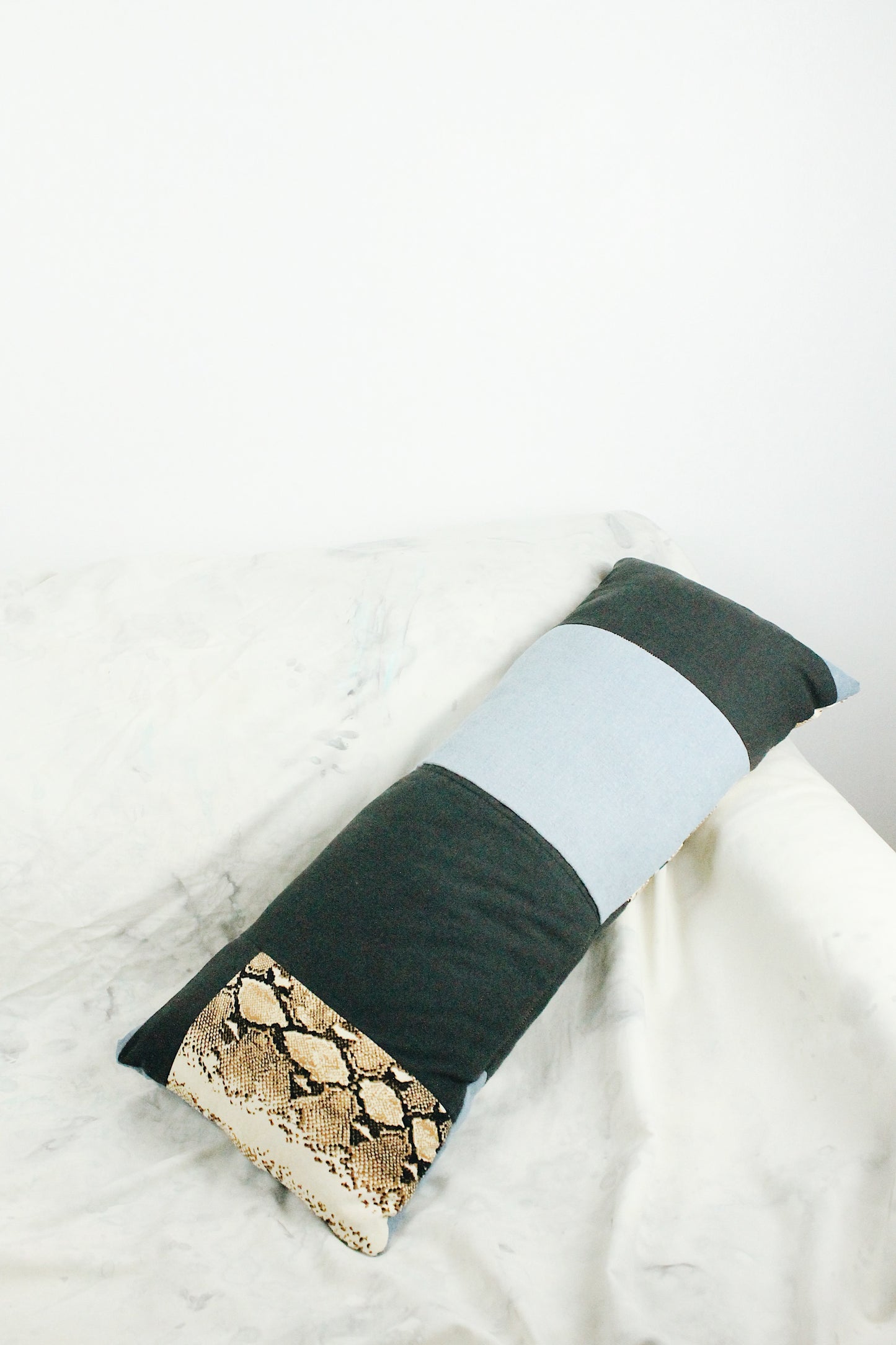 Snake Denim Patchwork Tube Pillow