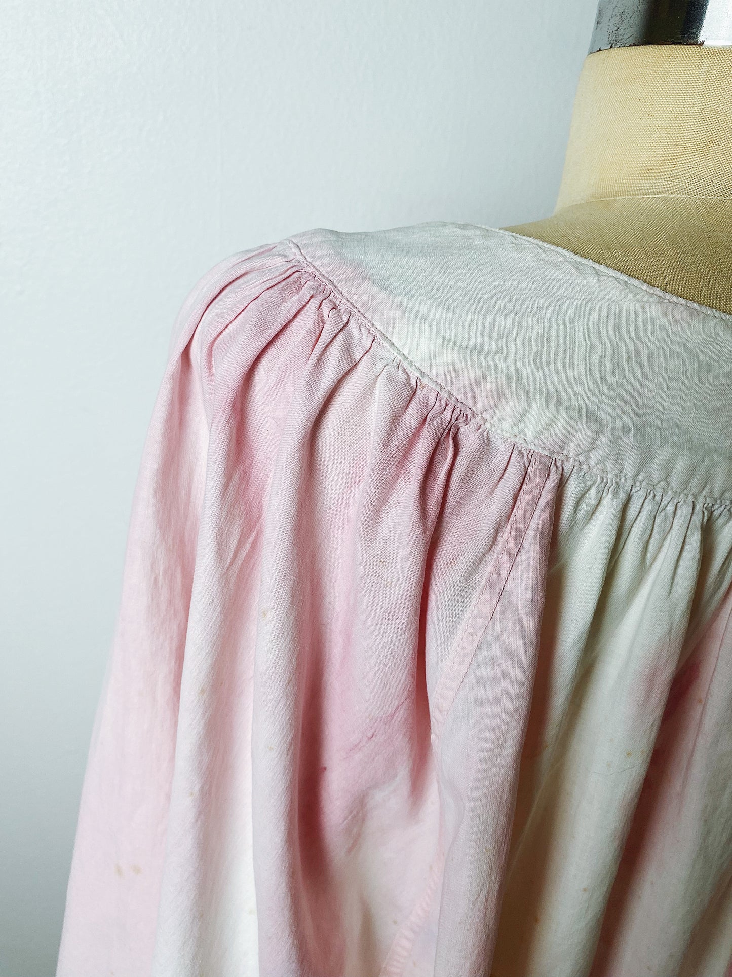 60s Cream & Pink Hand Dyed Flowy Dream Top/Tunic