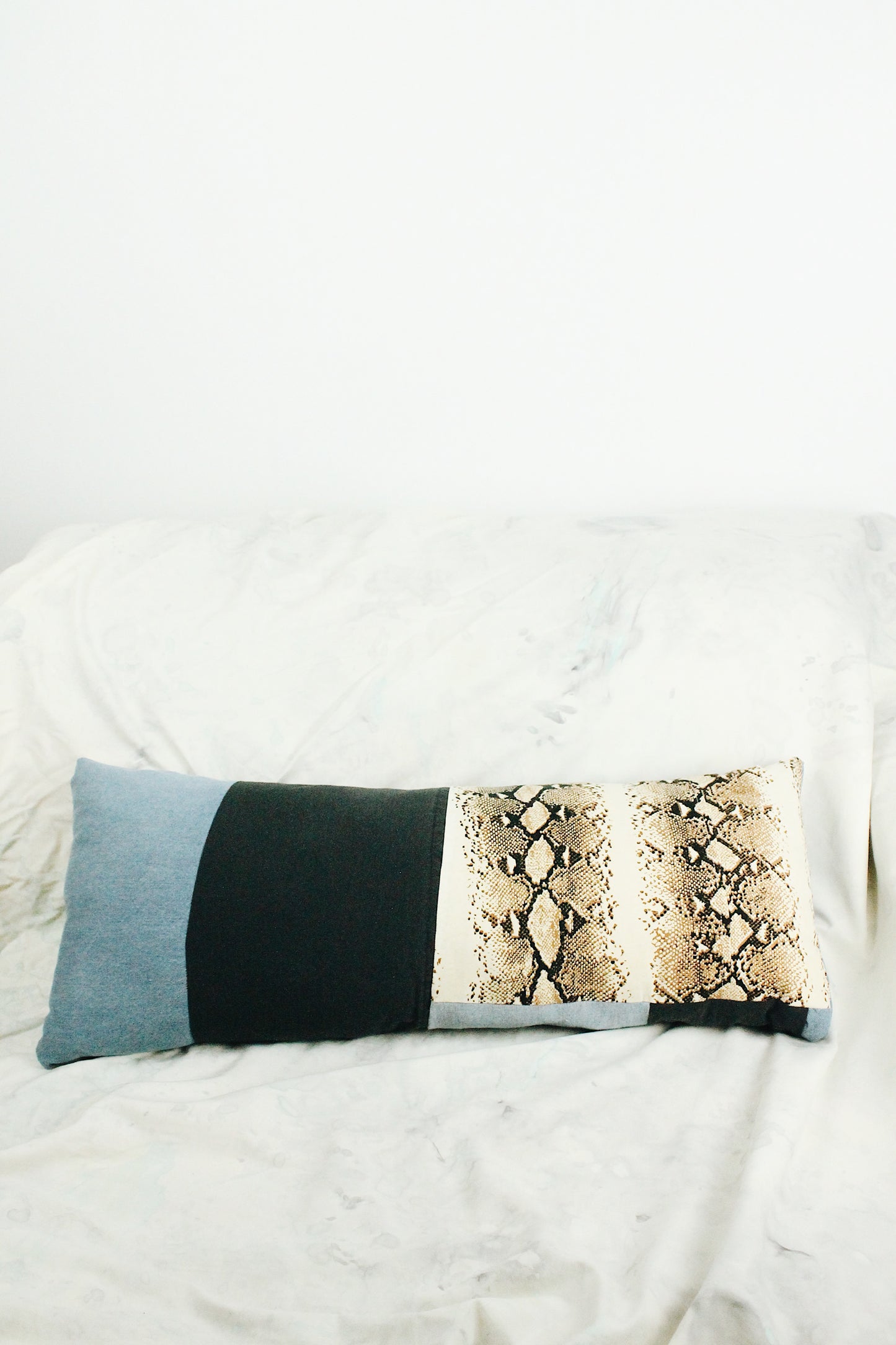 Snake Denim Patchwork Tube Pillow