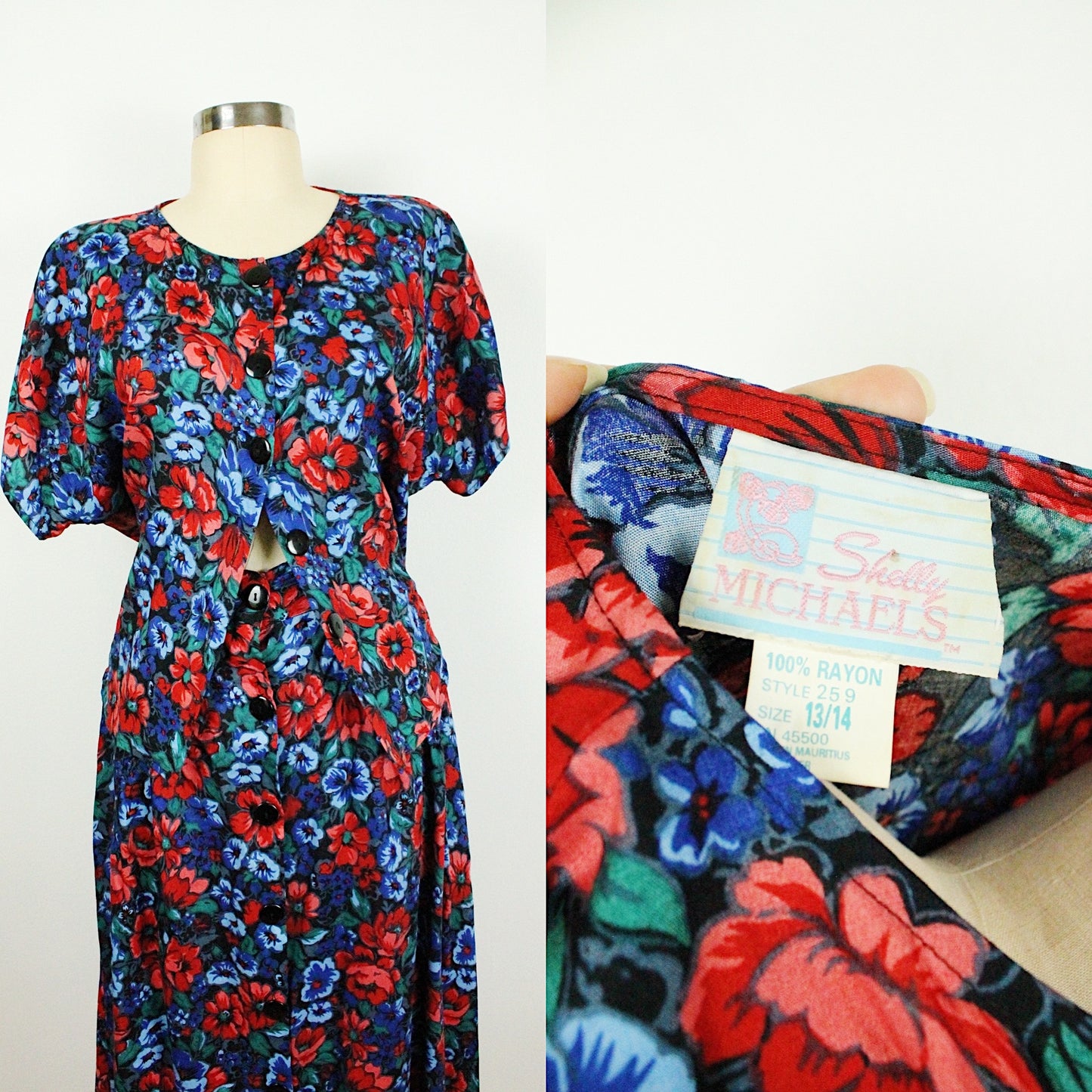 80s Floral Gem-tone Two Piece Set