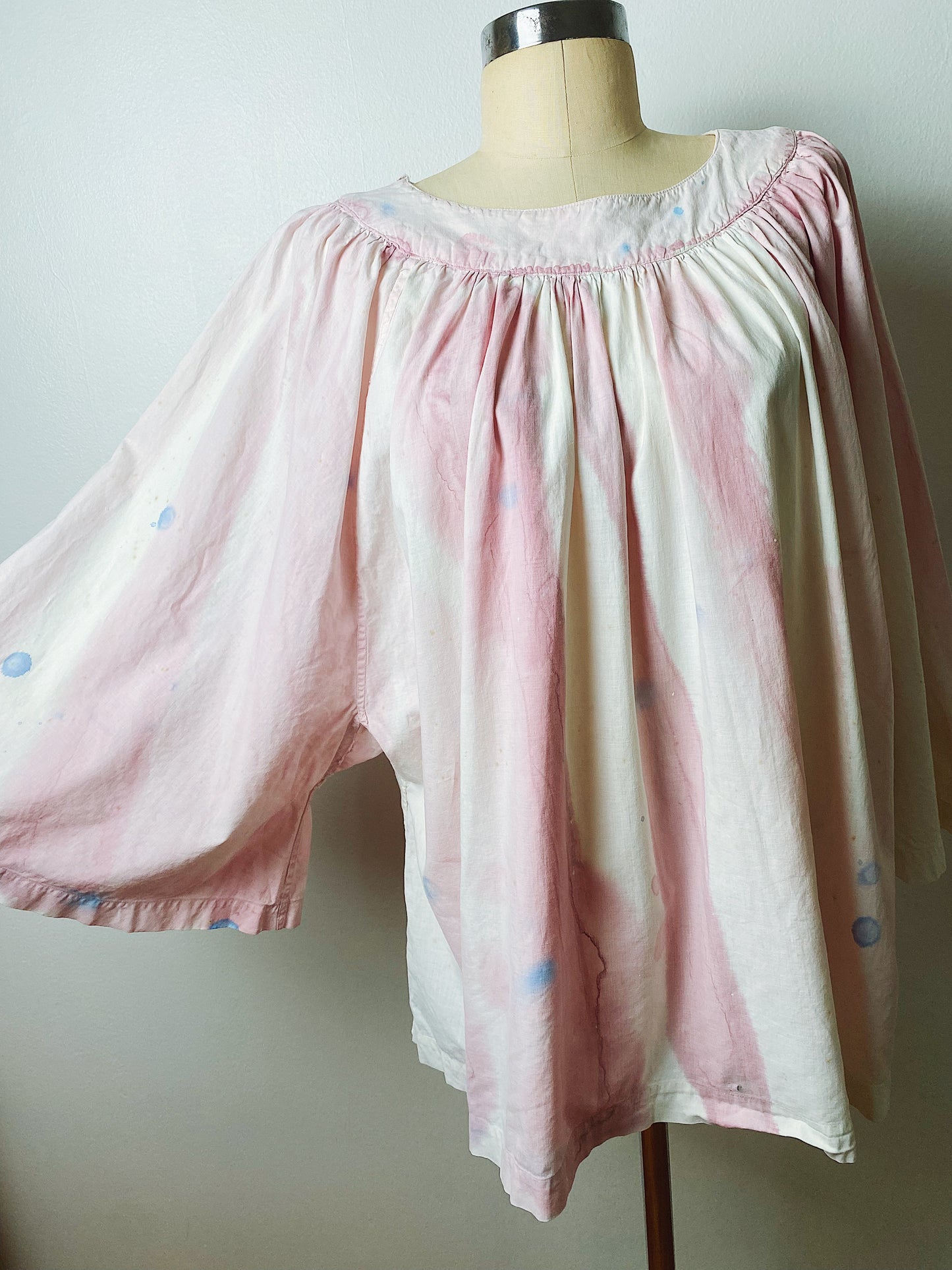 60s Cream & Pink Hand Dyed Flowy Dream Top/Tunic