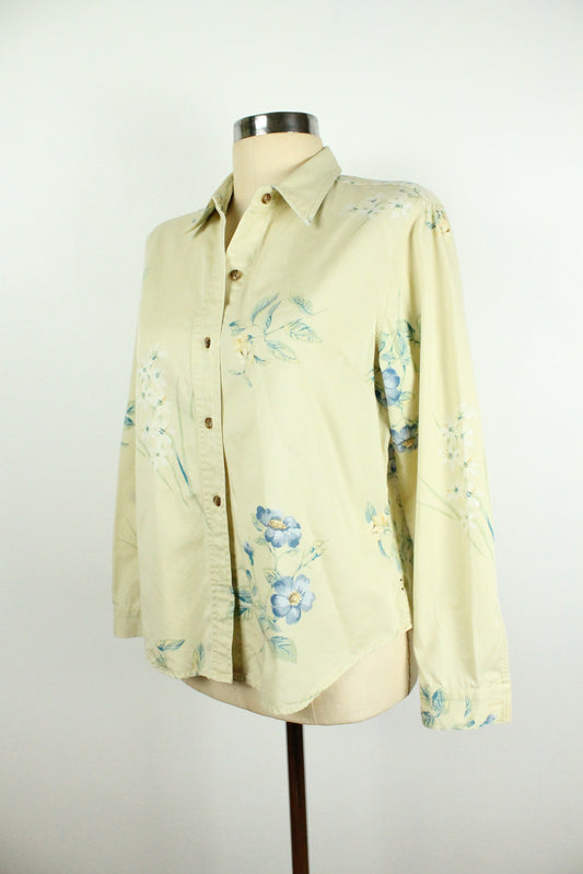 90s Buttercream Floral Button-Up