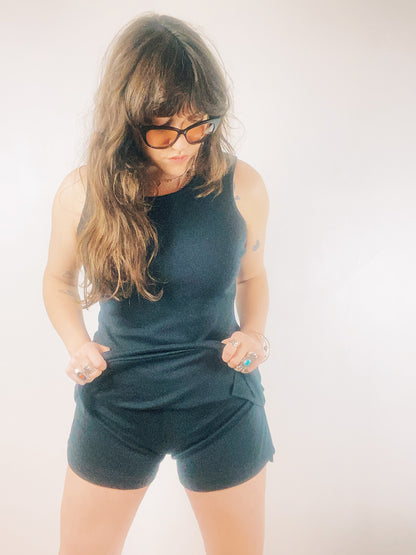 90s Black Romper