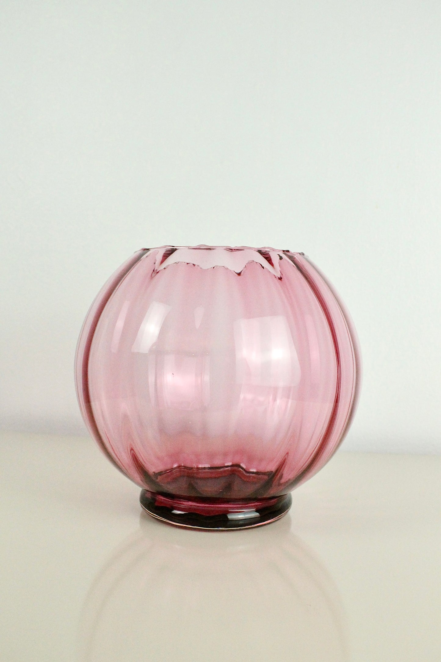 Magenta Glass Globe Bowl