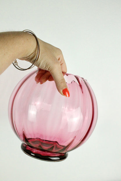 Magenta Glass Globe Bowl