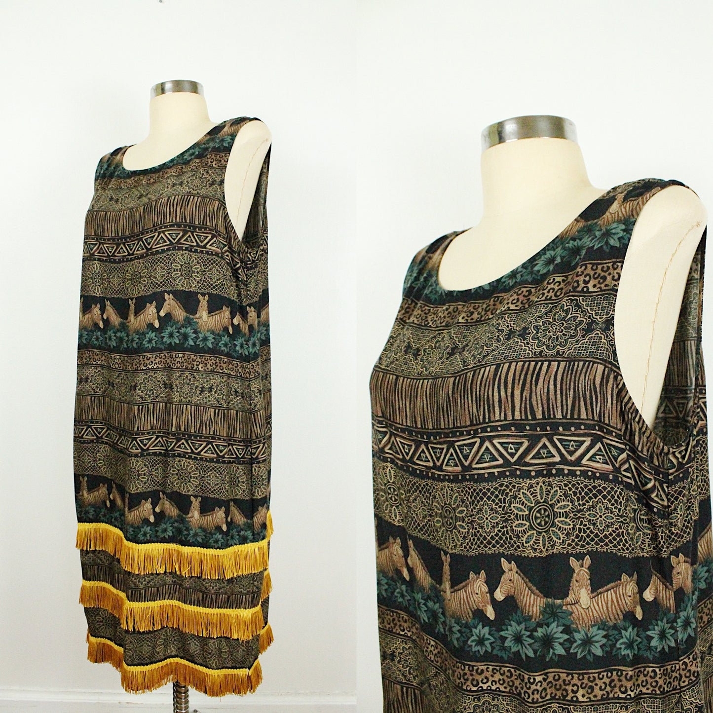 80s Safari Fringe Dress