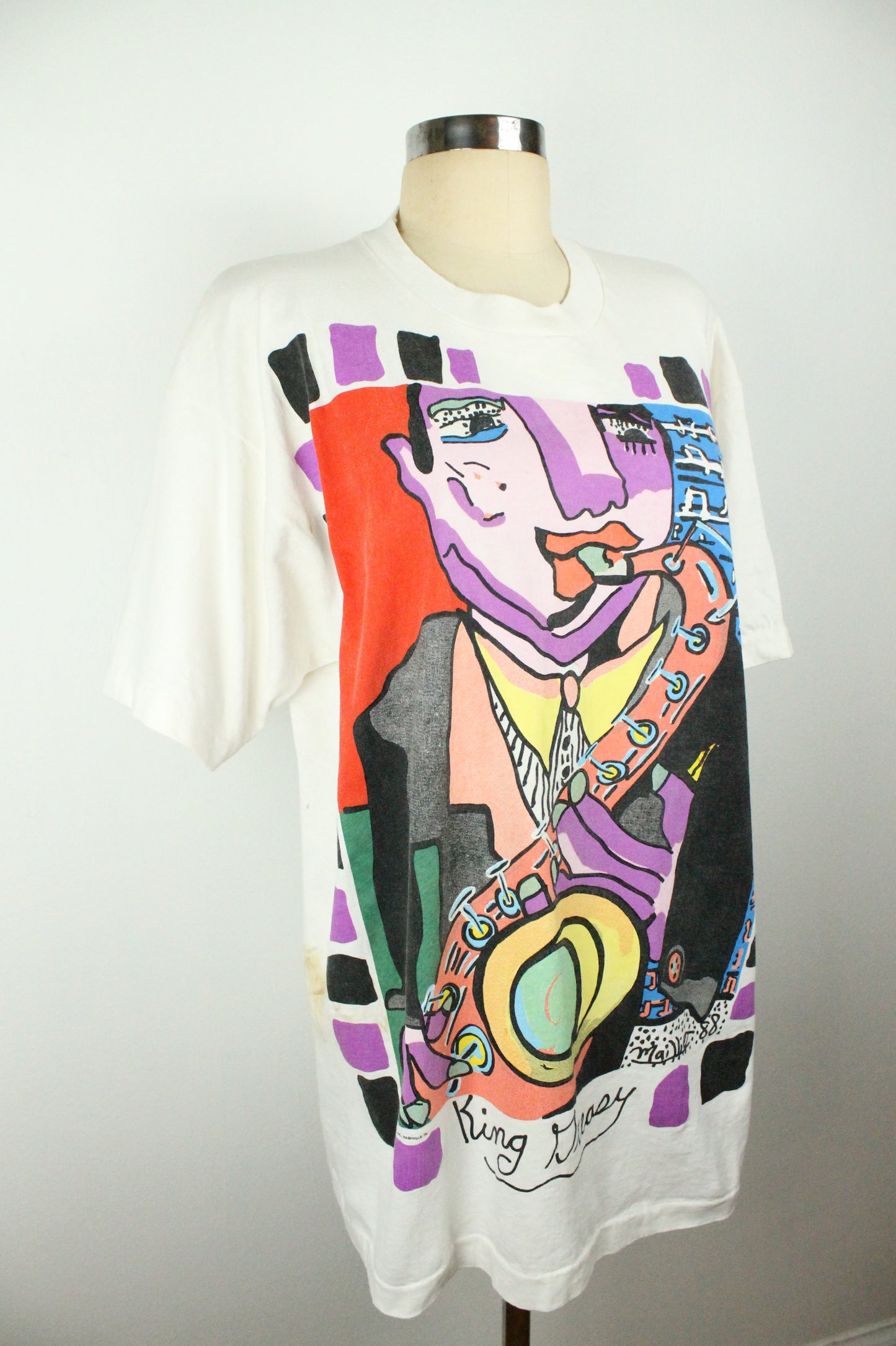 1988 Vintage Pop Art Jazz VH1 Myles Maillie T-shirt XL