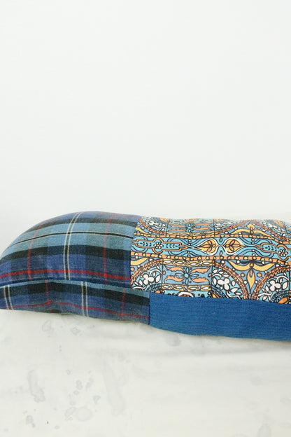 Blue Patchwork Tube Pillow