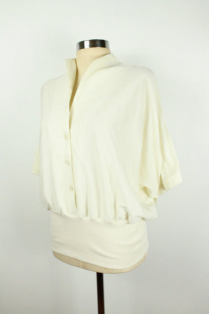 80s Cream Batwing Top