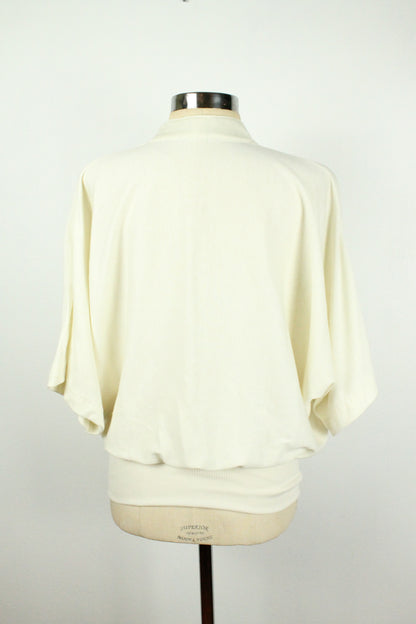 80s Cream Batwing Top