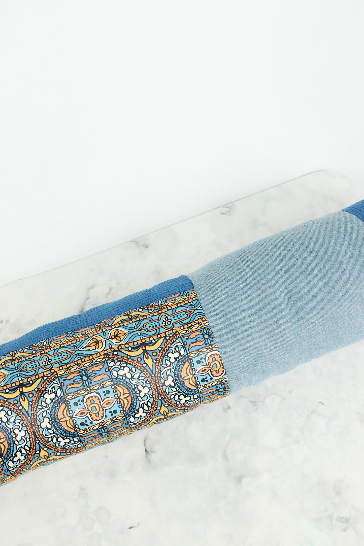 Blue Patchwork Tube Pillow