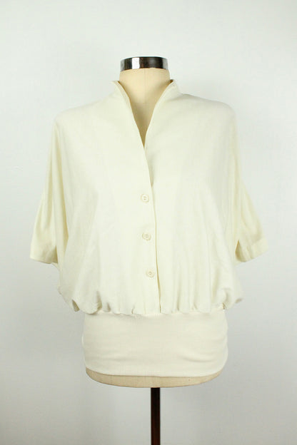 80s Cream Batwing Top