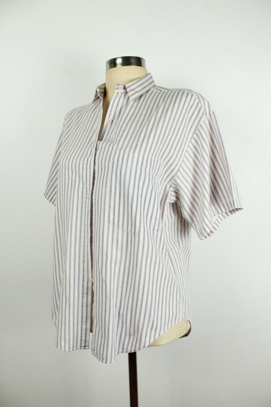 90s Pinstriped Button-Up